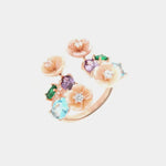 Anello in Argento 925  con fiori in madreperla impreziositi da punti luce bianchi, e zirconi colorati