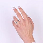 Anello in Argento 925 a fascia con zirconi multicolore