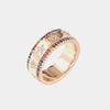Anello in Argento 925 a fascia con linee di zirconi multicolore e stelline di zirconi bianchi