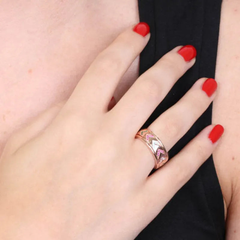 925 Sterling Silver Band Ring with Multicolor Zircon Arrow Design