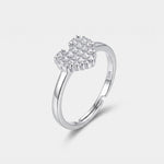 Anello in Argento 925 con cuore ricoperto di zirconi bianchi - BYSIMON gioielli