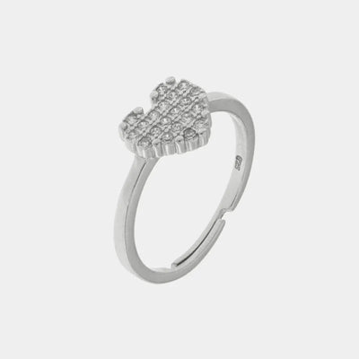 Anello in Argento 925 con cuore ricoperto di zirconi bianchi - BYSIMON gioielli