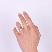 Anello in Argento 925 a contrariè con doppio quadrifoglio a zirconi bicolore