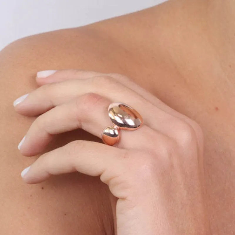 Anello in Argento 925 a doppia sfera liscia