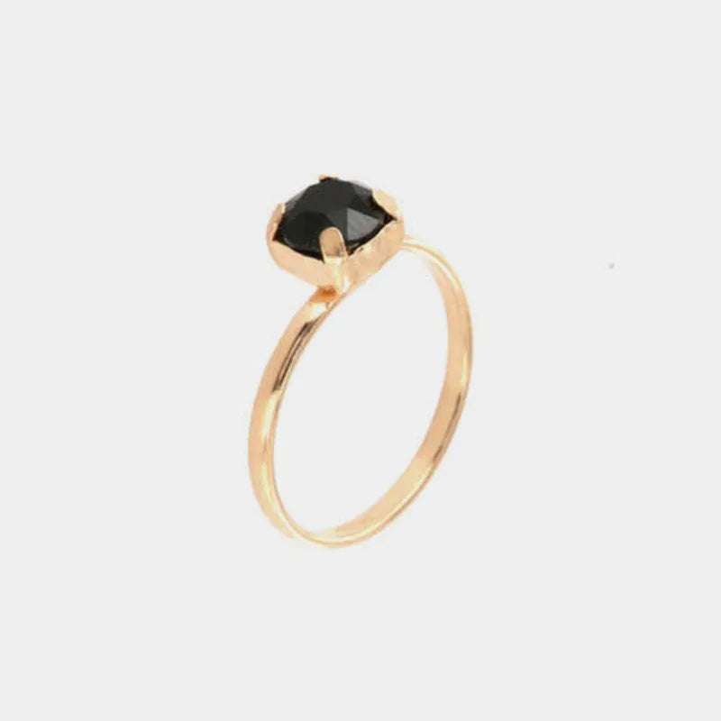 Anello in Argento 925 solitario con cristallo nero