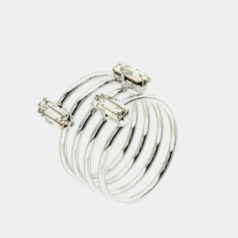 Anello in Argento 925 a forma spirale, impreziosita da trio di cristalli bianchi