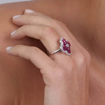 Anello in Argento 925  con fiore impreziosito da zirconi viola