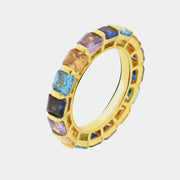 Anello in Argento 925 veretta di zirconi multicolore