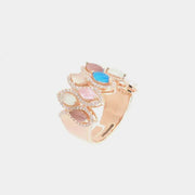 Anello in Argento 925 a fascia, con zirconi multicolore, impreziosito da zirconi bianchi