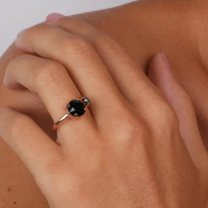 Anello in Argento 925 con doppio punto luce bicolore nelle sfumature del fumè