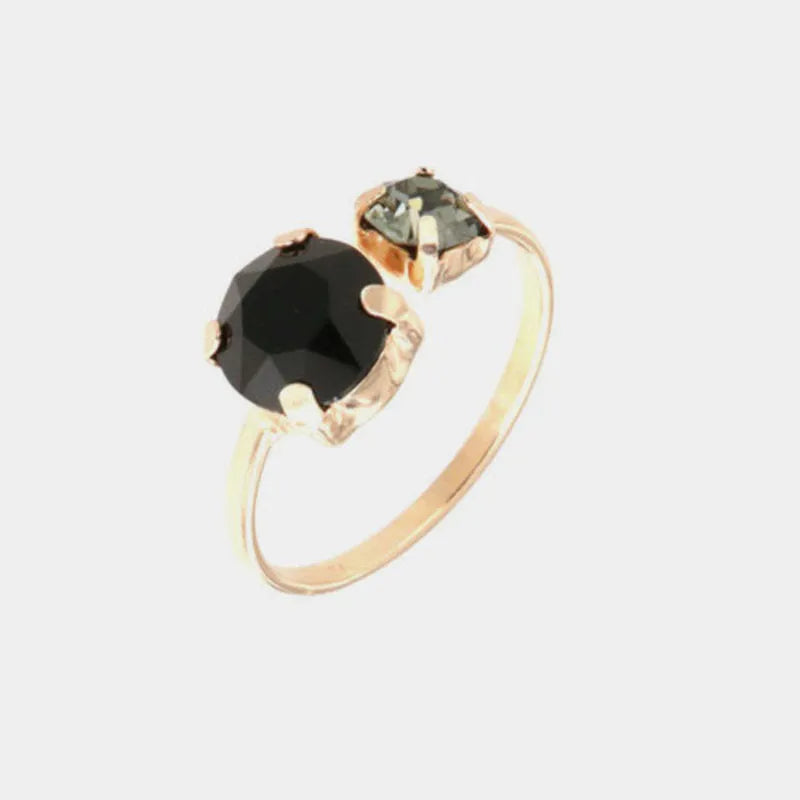 Anello in Argento 925 con doppio punto luce bicolore nelle sfumature del fumè