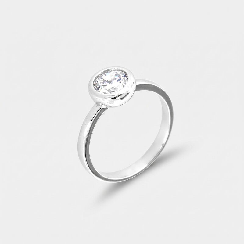 Anello in Argento 925 solitario con zircone - BYSIMON gioielli
