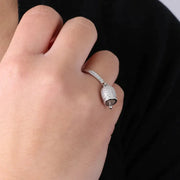 Anello in Argento 925 con campanella portafortuna mpreziosito da cubic zirconi