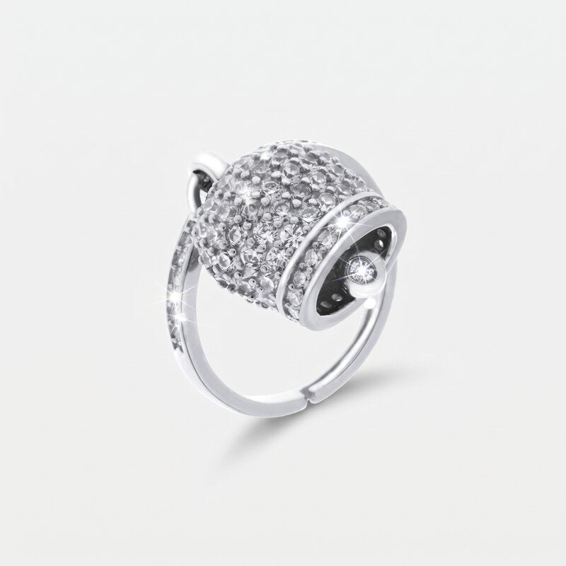 Anello in Argento 925 con campanella portafortuna mpreziosito da cubic zirconi