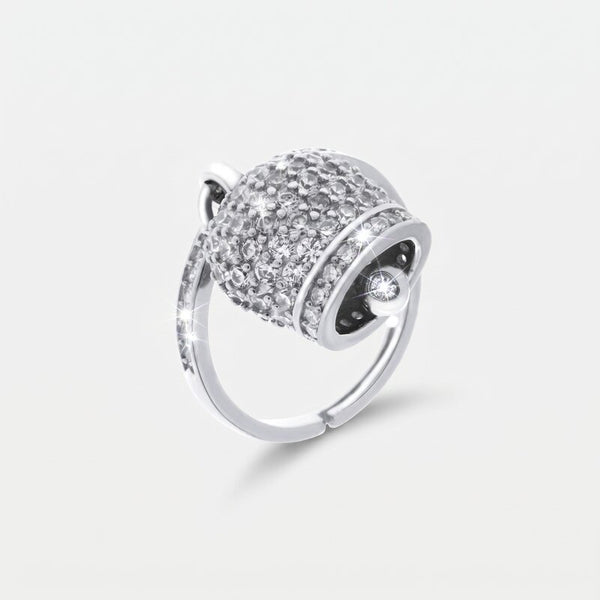 Anello in Argento 925 con campanella portafortuna mpreziosito da cubic zirconi