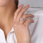 Anello in Argento 925 con maglia a catena e cuore di zirconi multicolor