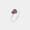 Anello in Argento 925 con cuore, impreziosito da zirconi di colore rosso su base brunita - BYSIMON gioielli