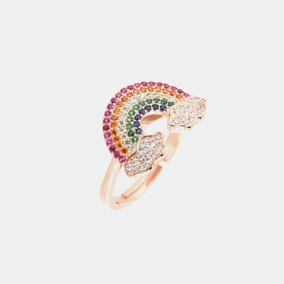 Anello in Argento 925 con arcobaleno arricchito da zirconi multicolor - BYSIMON gioielli