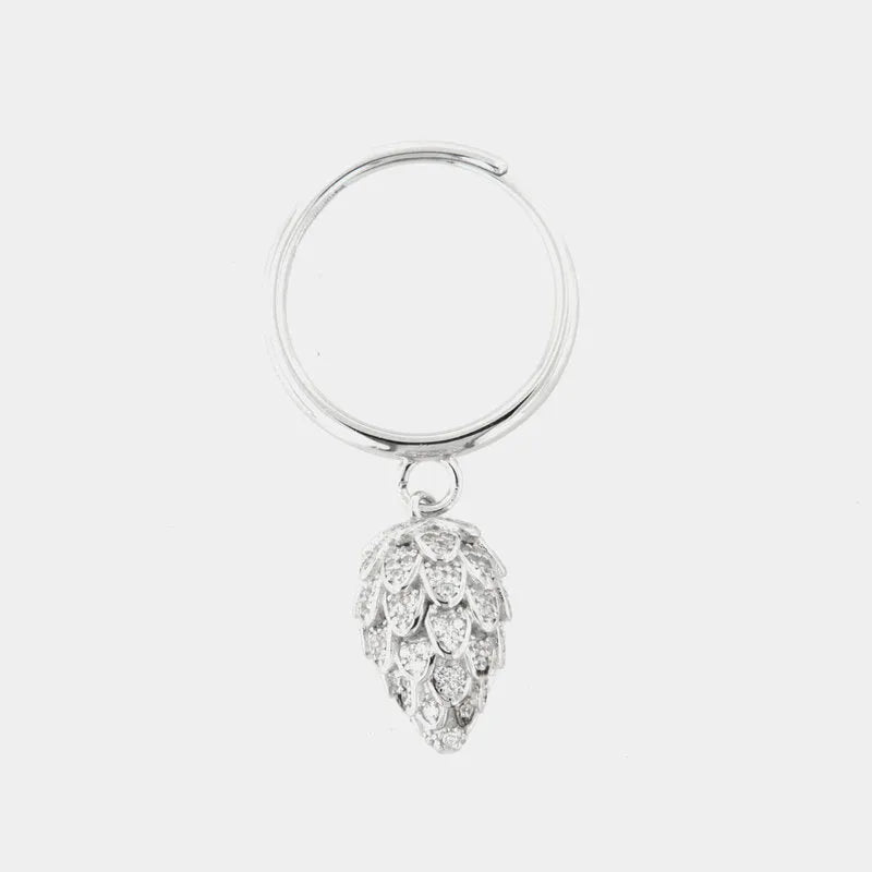 Anello in Argento 925 con ciondolo pigna, impreziosita da pavè di zirconi bianchi