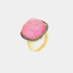 Anello in Argento 925 con zircone centrale color rubino, impreziosito da zirconi neri