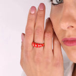 Anello in Argento 925 smaltato rosso con dettagli
