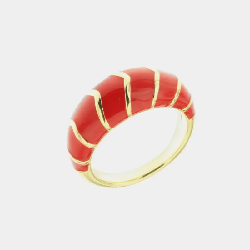 Anello in Argento 925 smaltato rosso con dettagli