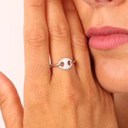 Anello in Argento 925 a forma di maglia marina con zirconi bianchi