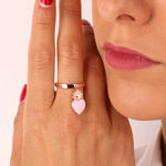 Anello in Argento 925 ex voto con cuore smaltato rosa
