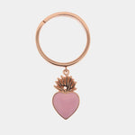 Anello in Argento 925 ex voto con cuore smaltato rosa