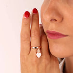 Anello in Argento 925 ex voto con cuore smaltato bianco