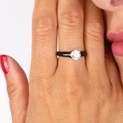 Anello in Argento 925 con zircone bianco centrale e smalti colorati