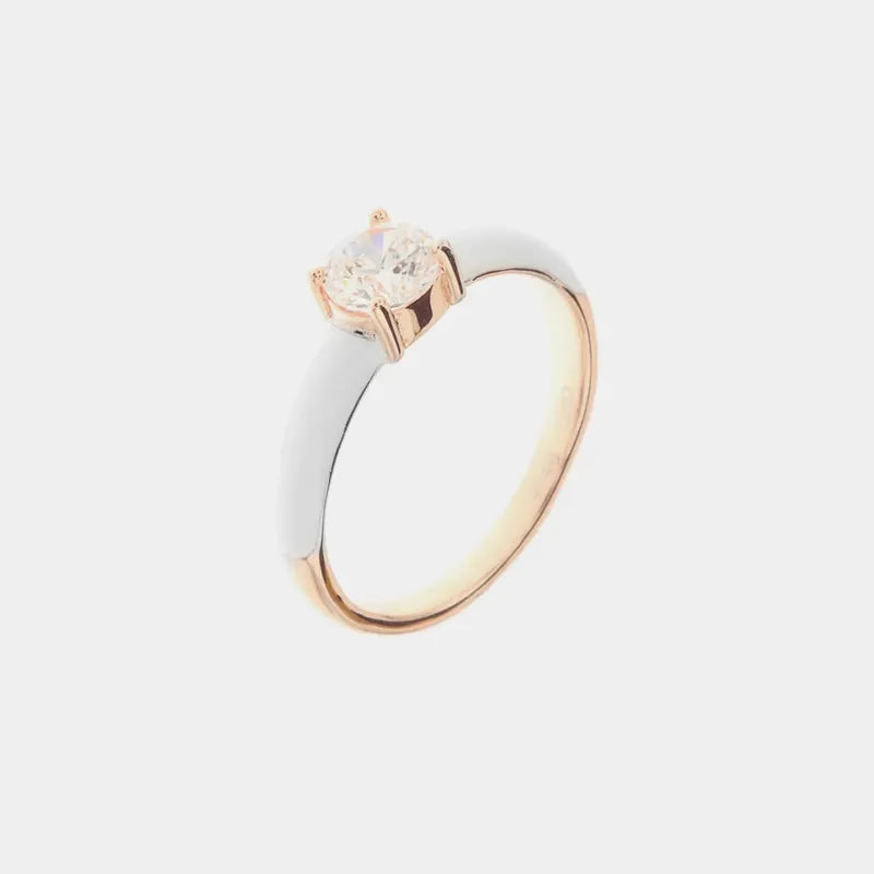 Anello in Argento 925 con zircone bianco centrale e smalti colorati