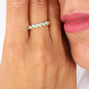 Anello in Argento 925 con intrecci impreziositi da zirconi bianchi e smalti colorati