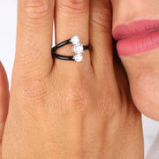 Anello in Argento 925 con smalti colorati e tris di zirconi bianchi