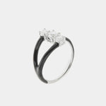 Anello in Argento 925 con smalti colorati e tris di zirconi bianchi