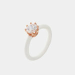 Anello in Argento 925 con smalto bianco e zircone