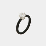Anello in Argento 925 con smalto nero e zircone