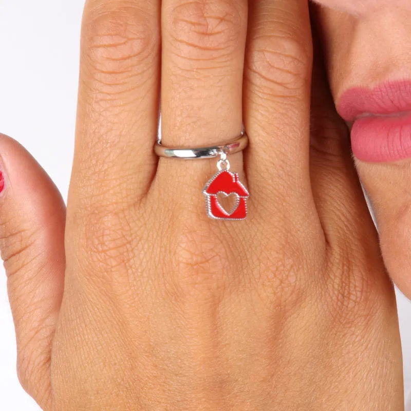 Anello in Argento 925 con pendente a forma di casa con cuore BYS - gioiello BySimon