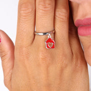 Anello in Argento 925 con pendente a forma di casa con cuore