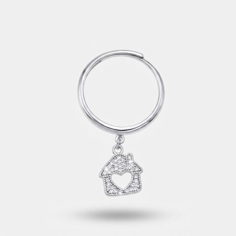 Anello in Argento 925 a forma di casa impreziositi da zirconi bianchi BYS - gioiello BySimon