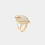 Anello in Argento 925 a forma di foglia impreziosito da zirconi bianchi e smalto bianco