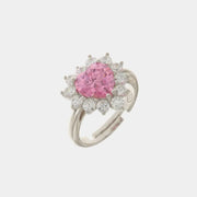 Anello in Argento 925 solitario con cuore con zircone rosa e bianchi