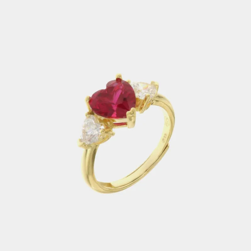 Anello in Argento 925 con cuori in zirconi bianchi e rossi