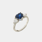 Anello in Argento 925 con cuori in zirconi bianchi e blu