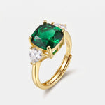 Anello in Argento 925 con zircone verde centrale e punti luce bianchi - BYSIMON gioielli