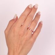 Anello in Argento 925 con zirconi bianchi e rossi rubino