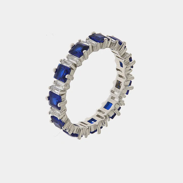 Anello in Argento 925 con zirconi bianchi e blu - BYSIMON gioielli