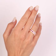 Anello in Argento 925 a fascia con zirconi bianchi e fucsia