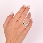 Anello in Argento 925 a fascia con zirconi bianchi e verdi