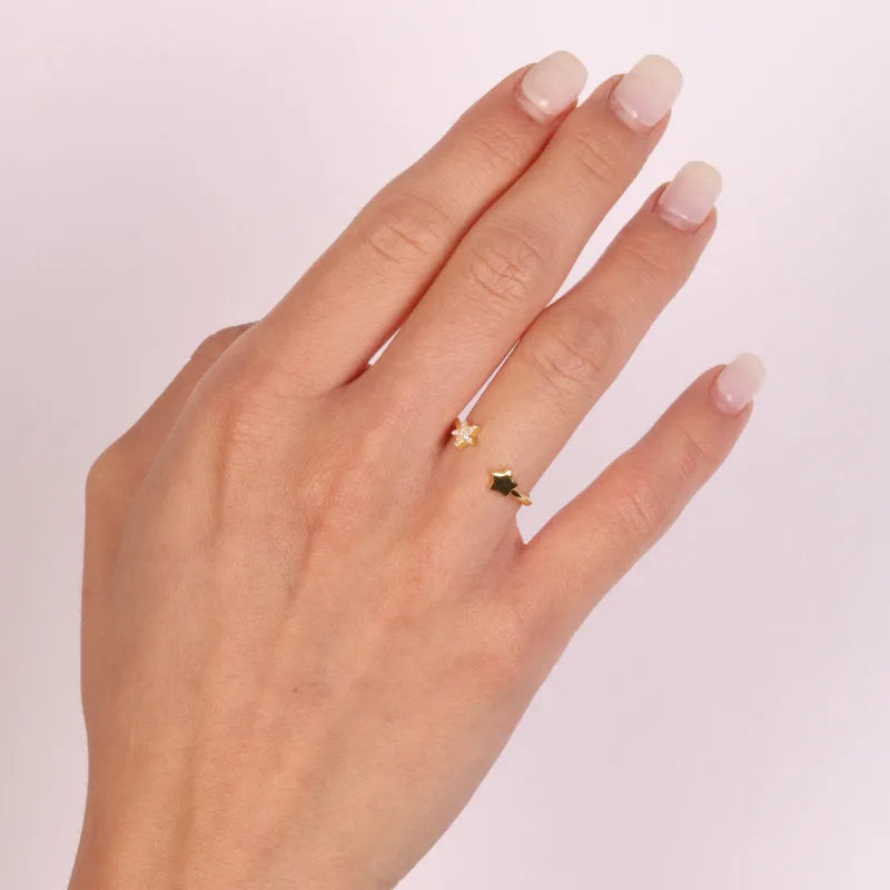 Anello in Argento 925 con doppia stella - BYSIMON gioielli
